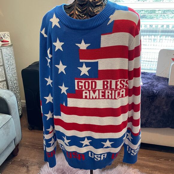 LA Police Gear Patriotic Sweater God Bless America - Picture 1 of 9